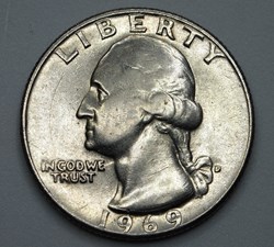 1/4 dollar ( 25 cents ) - 1969 D