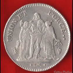 Consulat - 5 Francs - AN 8 - 1799-00 - Perpignan