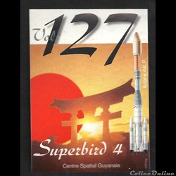 AUTOCOLLANT   ARIANESPACE  KOUROU  VOL N° 127 satellite SUPERBIRD 4