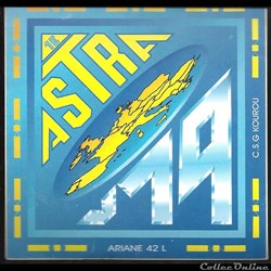 AUTOCOLLANT   ARIANE 42l  KOUROU  VOL N°19 satellite  astra v19