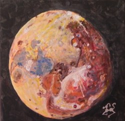 Le coq gaulois ou coq lunaire, peinture acrylique