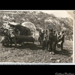 évacuation d'un blessé guerre de  Corée  1952
