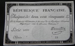 assignat de 250 livres l'an2 de la république