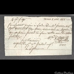 1823 billet payé à ordre de 191 francs