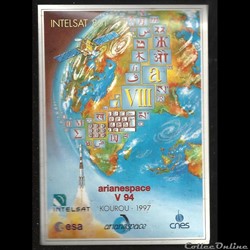 AUTOCOLLANT   ARIANE 1997  KOUROU  VOL N°94 satellite INTELSAT 801
