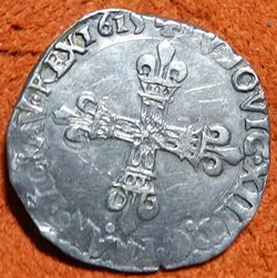 Louis XIII 1/4 écu 1615 Nantes