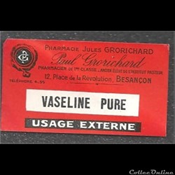ancienne étiquette de Produit pharmacieutique année 50 BESANCON