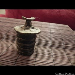 poids à or forme boite à poudre d'or Akan