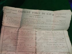 800 francs : emprunt forcé de L'AN IV commune de Celles dép: Vosges