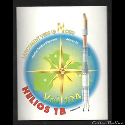 AUTOCOLLANT   ARIANESPACE  KOUROU  VOL N° 124 satellite HELIOS 1B