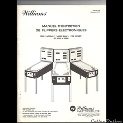 manuel entretien flipper williams GORGAR,LASER BALL, FIRE POWER1979
