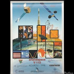 AUTOCOLLANT   ARIANE  KOUROU  VOL N°113 satellites GE5 & AfriSTAR