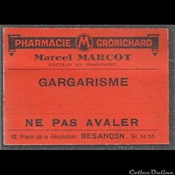 ancienne étiquette de Produit pharmacieutique année 50 BESANCON
