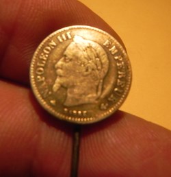épingle à cravate 20ctes Napoléon III tête laurée