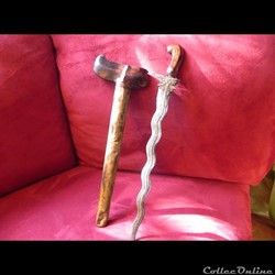ancien couteau kriss damassé