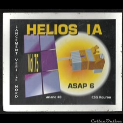 AUTOCOLLANT   ARIANE 40  KOUROU  VOL N°75 satellite HELLIOS IA  ASAP 6