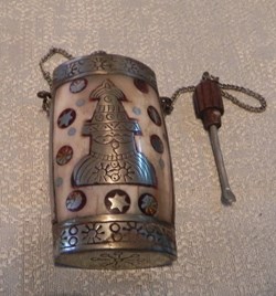bouteille pour tabac à priser ,  os et argent   Tibet  Népal