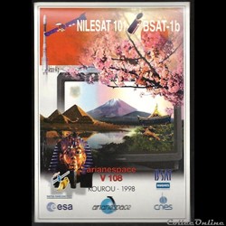 AUTOCOLLANT   ARIANE  KOUROU  VOL N°108 satellite NILESAT 101 & BST-1B