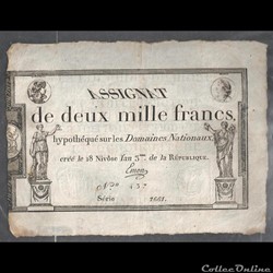 assignat de 2000 francs du 18 Nivose de l'an III de la république