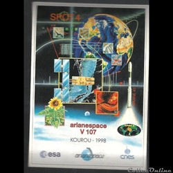 AUTOCOLLANT   ARIANESPACE  KOUROU  VOL N° 107 SPOT 4