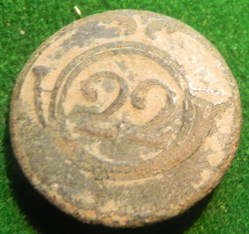 Bouton 22°Régiment de chasseur , troupes (1820-1844) France. 22 mm.