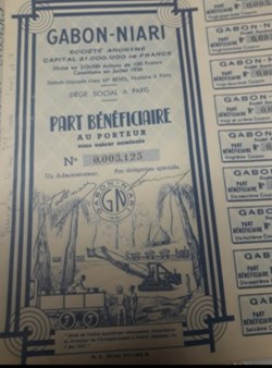 GABON-NIARI     part bénéficiaire  au porteur