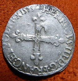 Henri III 1/4 écu Rennes 1579