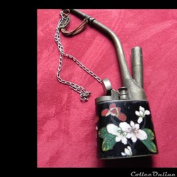 pipe à opium et eau en cloisonné émaillé