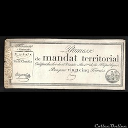 mandat territorial 25 francs l'an 4 de la République