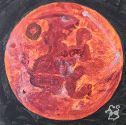 lune rousse peinture acrylique sur toile :