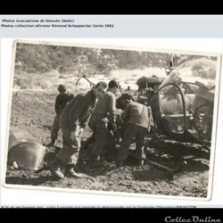 évacuation d'un blessé guerre de  Corée  1952