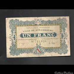 1 franc Strasbourg du 11 novembre 1918 au 31 décembre 1920