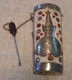 bouteille pour tabac à priser en os, argent   Tibet  Népal