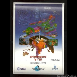 AUTOCOLLANT   ARIANE  KOUROU  VOL N°115 PAS 6B panam sat