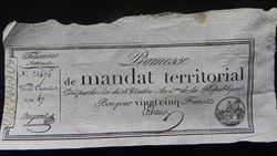mandat territorial 25 francs l'an 4 de la République