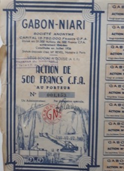 GABON NIARI  action de 500 fr CFA
