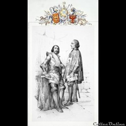 JEAN-de-VIENNE-avec-blasons-en-couleur-Gravure-du-19ème S