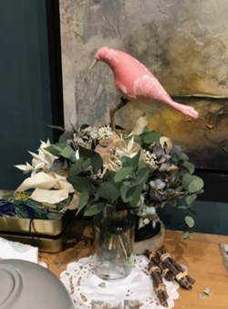 créatrice : BRIJ Villa Marla Besançon Sculpture zoomorphe d'oiseau en tissu