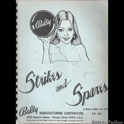 manuel flipper pinball STRIKES AND SPARES BALLY 1978