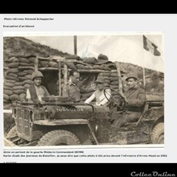 évacuation d'un blessé soigné par le commandant  DYEME   / jeep