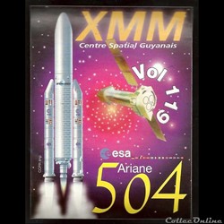 AUTOCOLLANT   ARIANE  KOUROU  VOL N°119 satellite  XMM 504