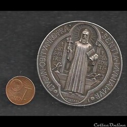 médaille du jubilé 1400 ans St Benoît.   Argent   ∅ :  4.7cm