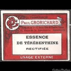 ancienne étiquette de Produit pharmacieutique année 50 BESANCON
