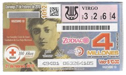 Boleto de Lotería 100 años de Cruz Roja Mexicana