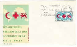 Estampilla postal 1969 "50 ANIVERSARIO CREACION DE LA LIGA SOCIEDADES DE LA CRUZ ROJA"