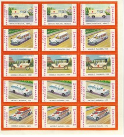 Estampillas colecta nacional Cruz Roja Mexicana (historia de las ambulancias 2)