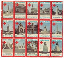 Estampillas colecta nacional Cruz Roja Mexicana (monumentos de la ciudad de México)