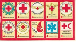 Estampillas colecta nacional Cruz Roja Mexicana  (comités de la Cruz Roja)