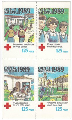 Estampillas colecta nacional Cruz Roja Mexicana 1989