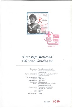 Timbre postal 100 años de Cruz Roja Mexicana